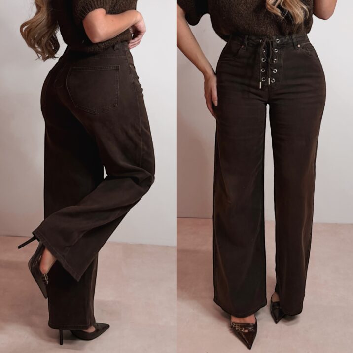 The Lace up jeans - Choco