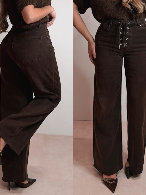 The Lace up jeans - Choco