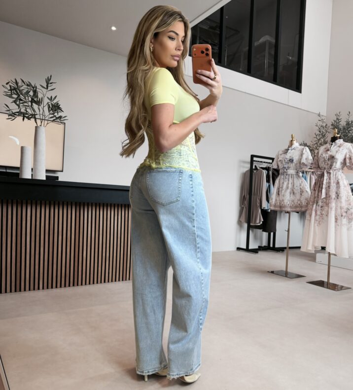 Lace Corset tee - Yellow