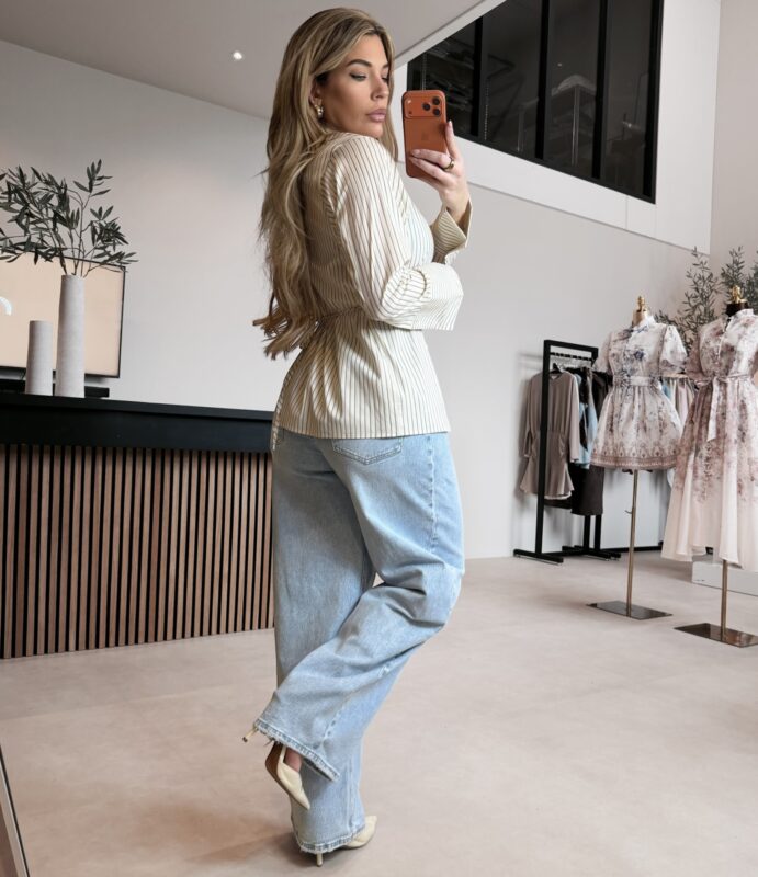 Striped Taille Kassy blouse - Nude