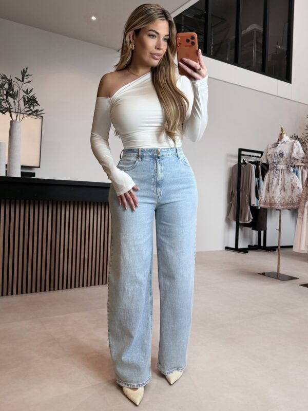 Cosmo One shoulder top - White