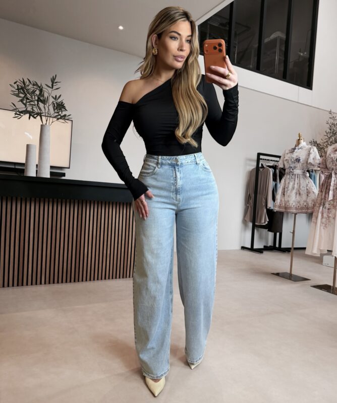 Cosmo One shoulder top - Black