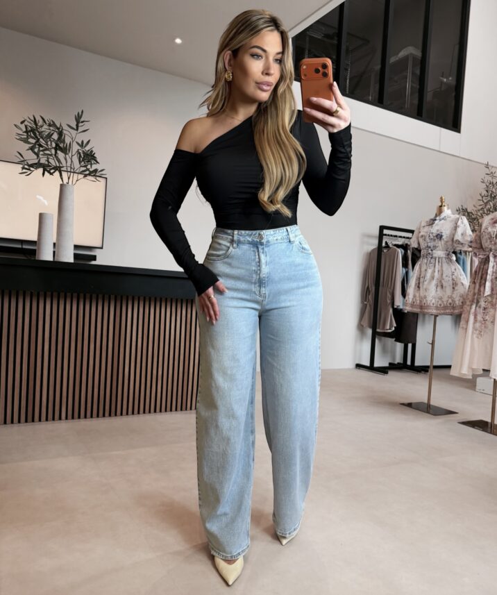 Cosmo One shoulder top - Black