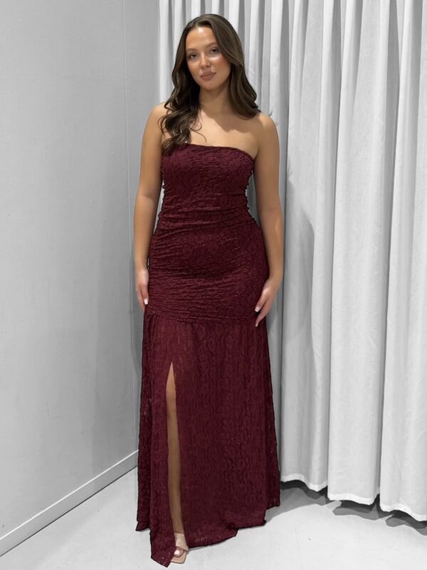 Amante Strapless Dress - Burgundy