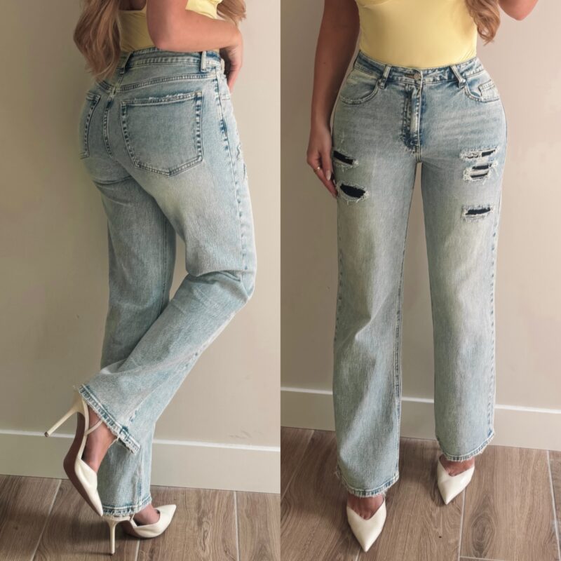 Ripped wide leg jeans - Blue
