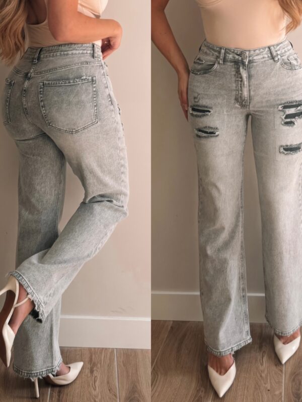 Ripped wide leg jeans - Grey