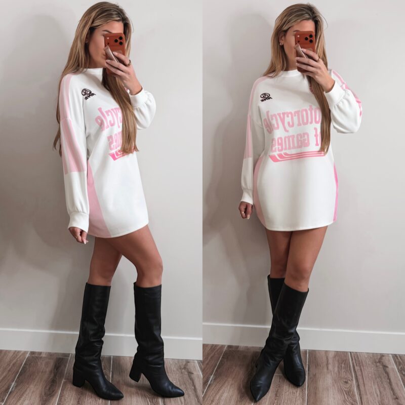Motorcycle sweater Dress - White