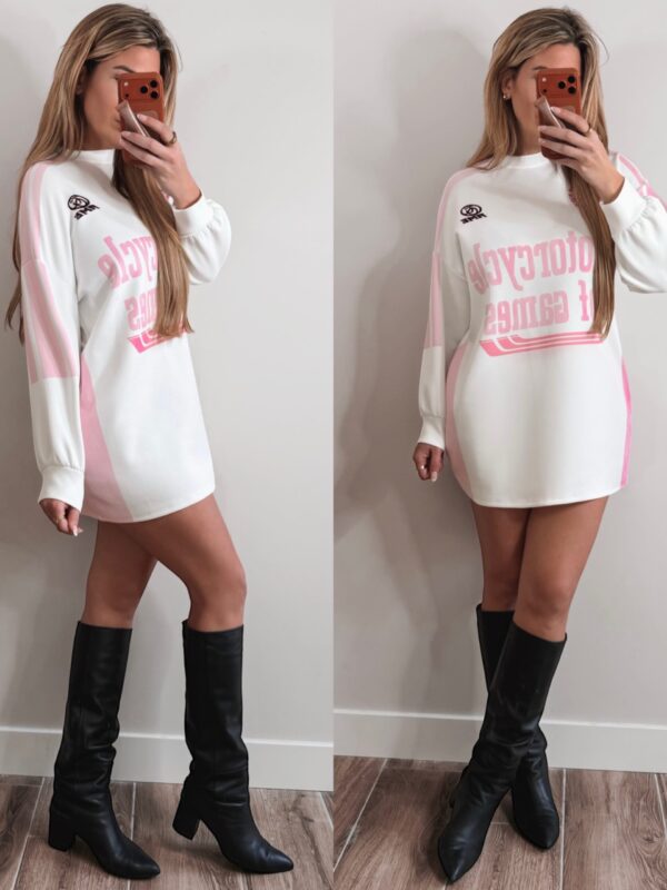 Motorcycle sweater Dress - White