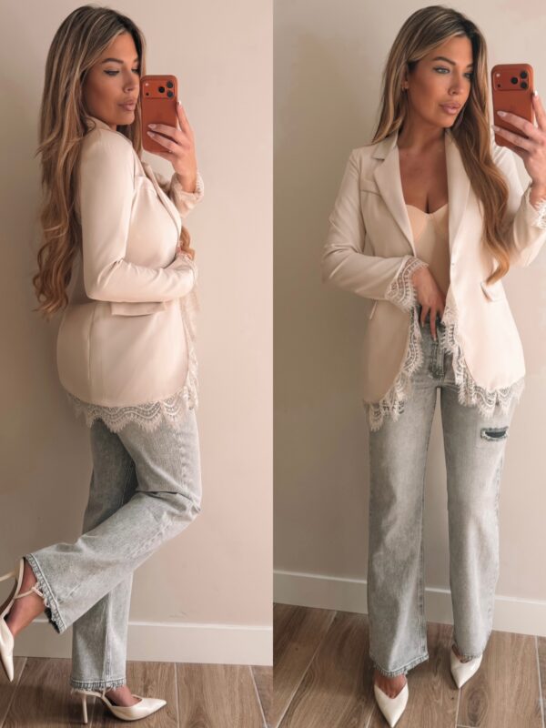 Blazer with lace - Beige