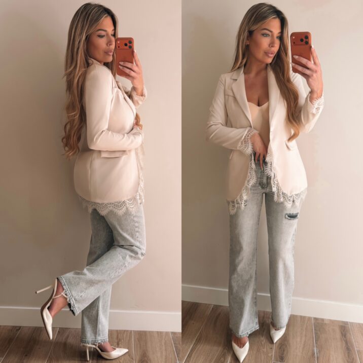 Blazer with lace - Beige