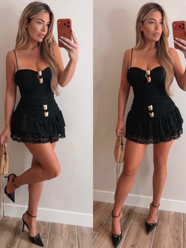 Lace gold detail set - Black