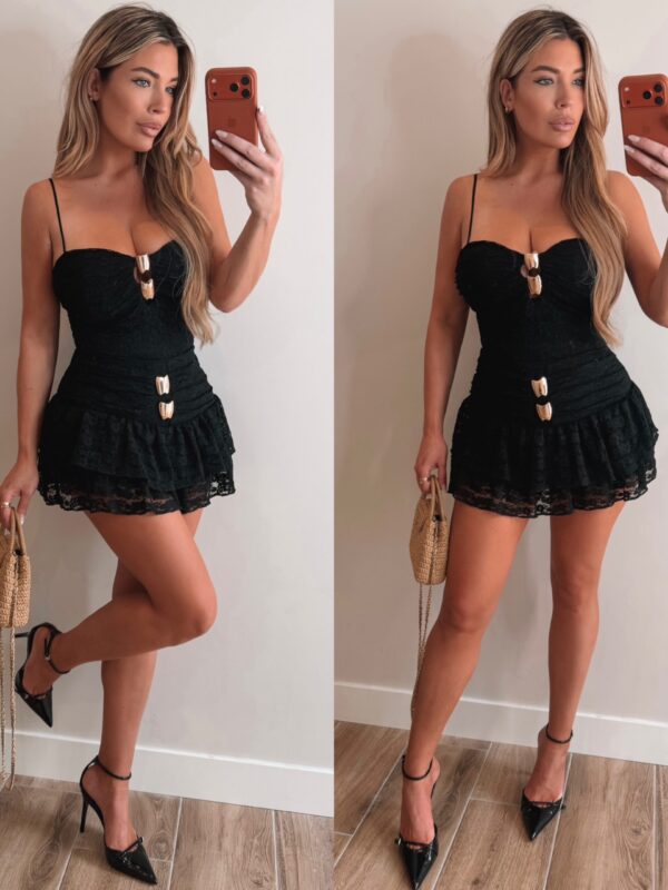 Lace gold detail set - Black