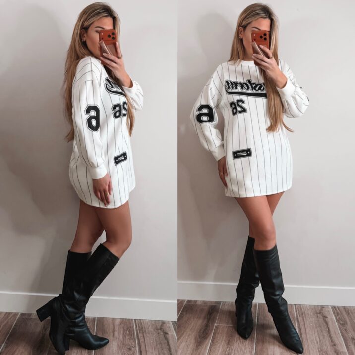 Stripe sweater dress - White