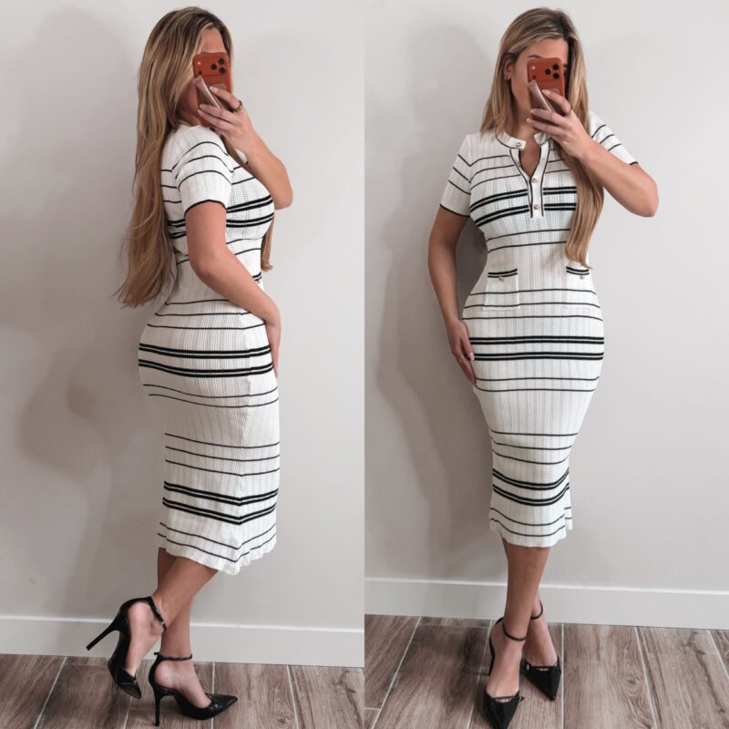 Jondal Stripe Dress - White