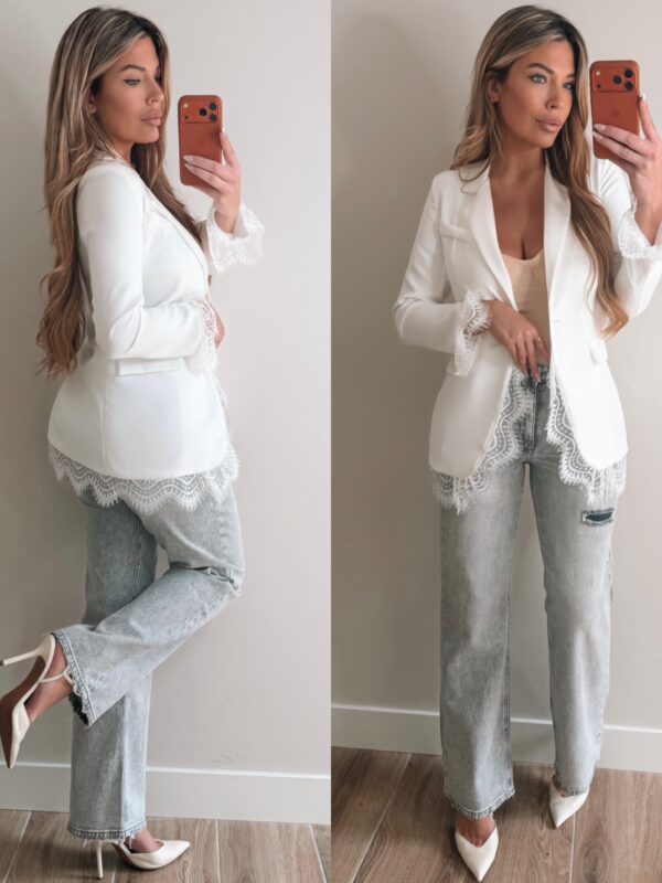 Blazer with lace - White