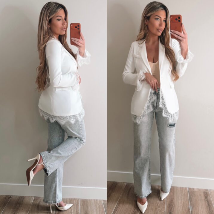 Blazer with lace - White