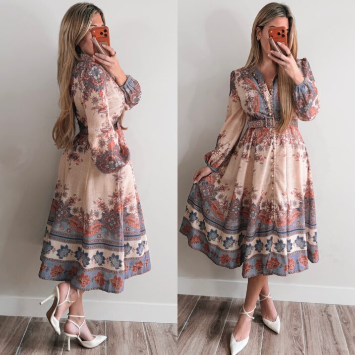 Staying here Dress - Brown/Nude