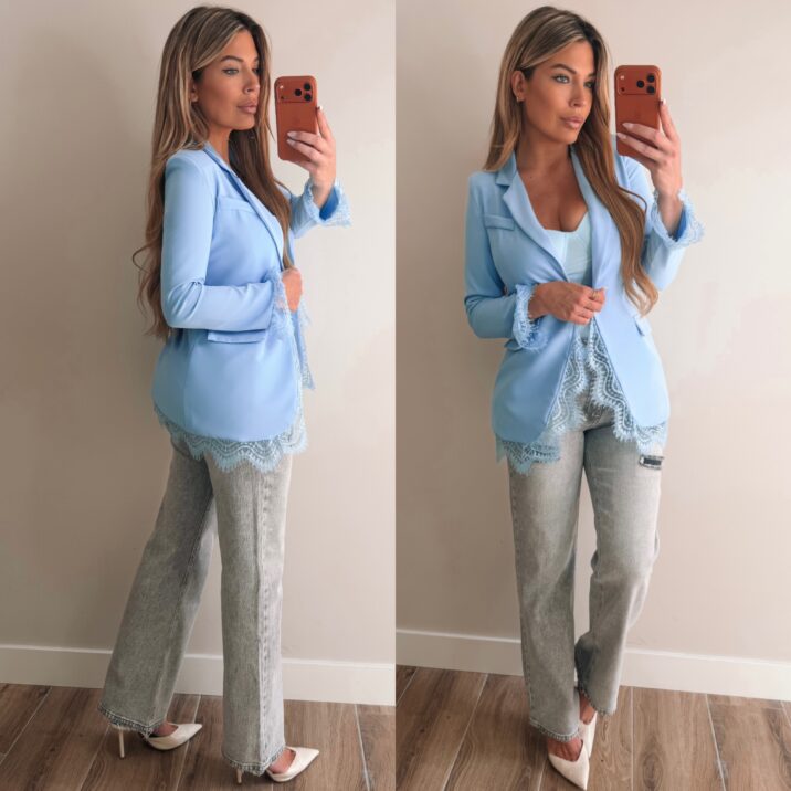 Blazer with lace - Blue