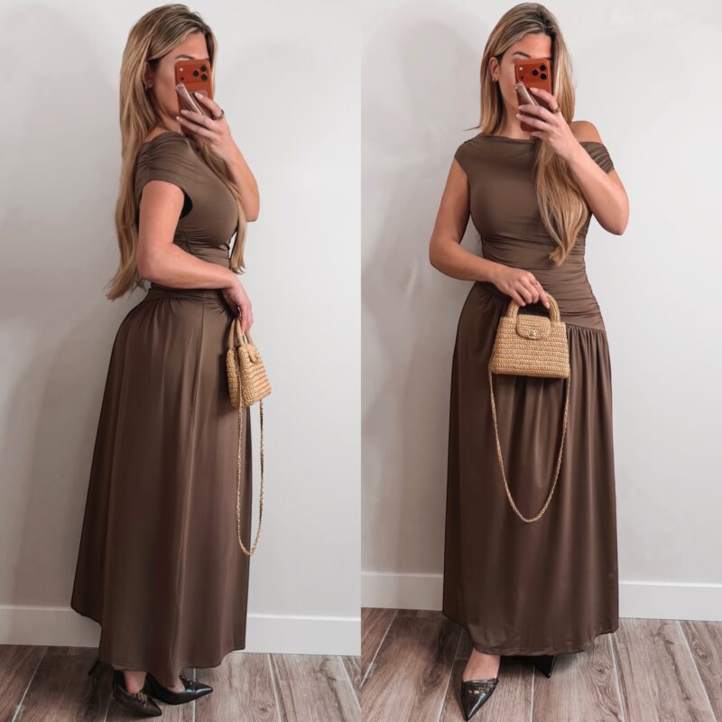 After Hours drape dress - Choco