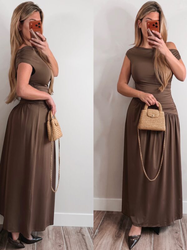 After Hours drape dress - Choco