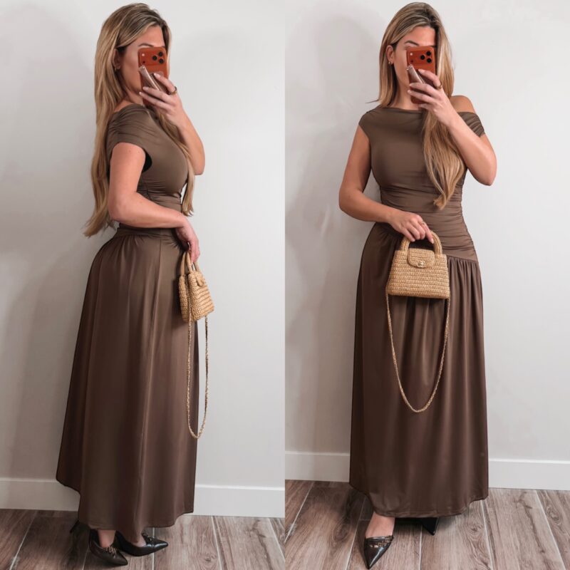 After Hours drape dress - Choco