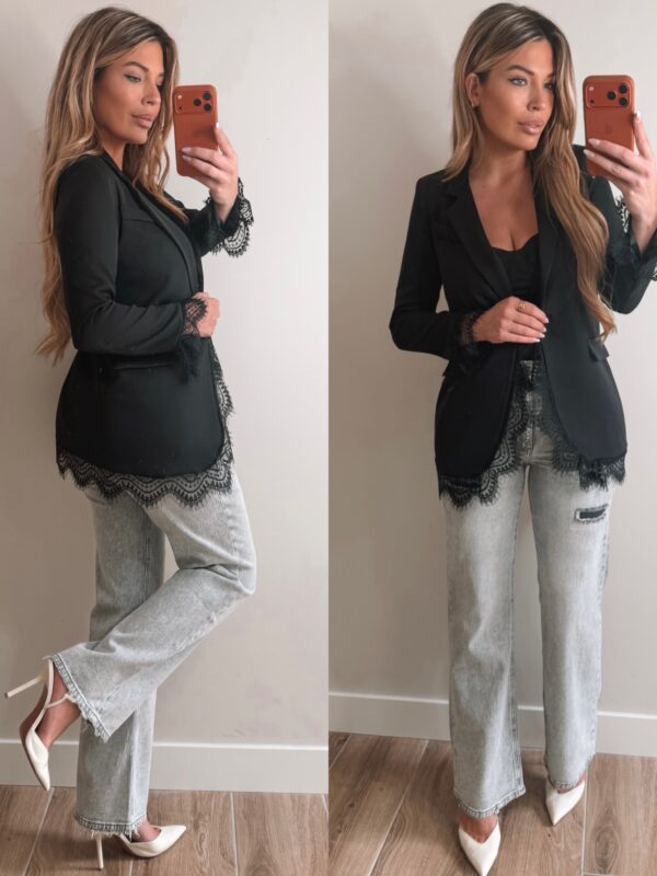 Blazer with lace - Black