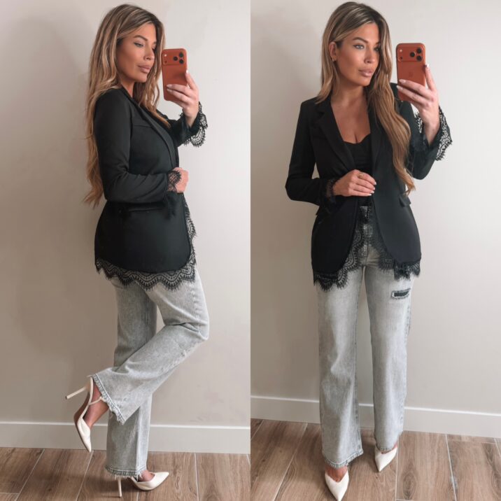 Blazer with lace - Black