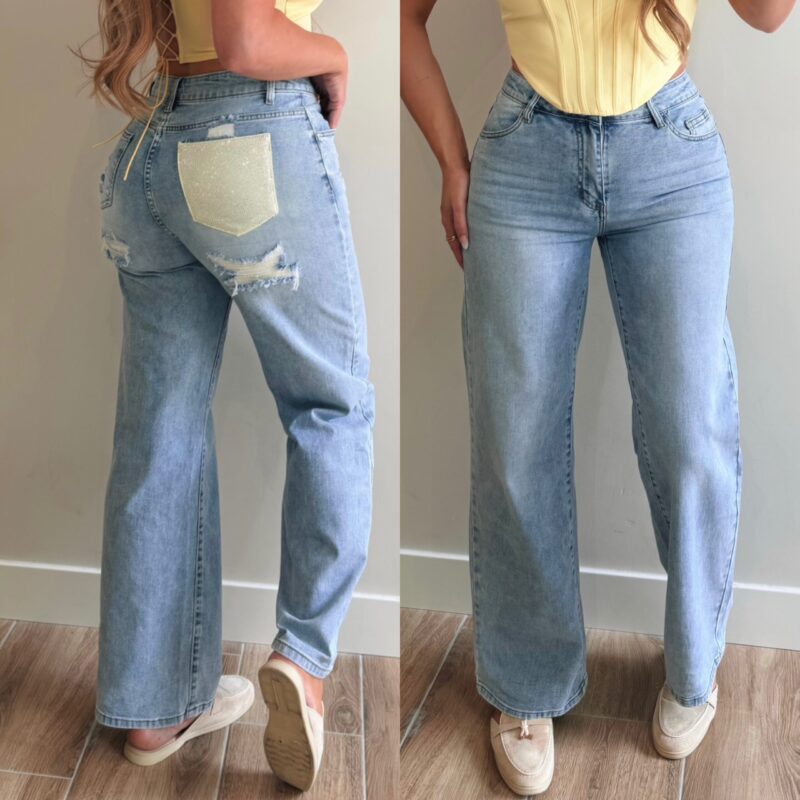Pocket diamond jeans  - Yellow