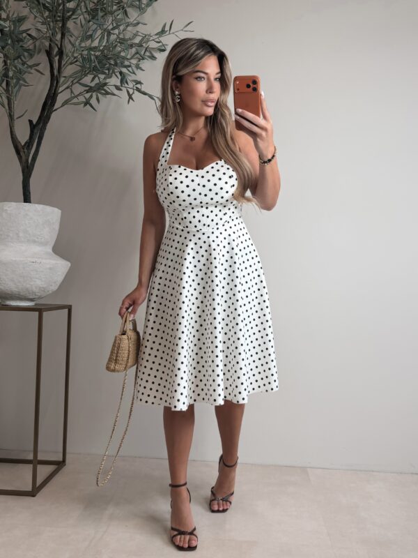 Halter Polkadot dress - White (PRE-ORDER ZONDAG)