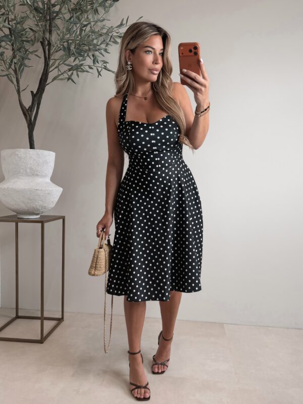 Halter Polkadot dress - Black (PRE ORDER ZONDAG)