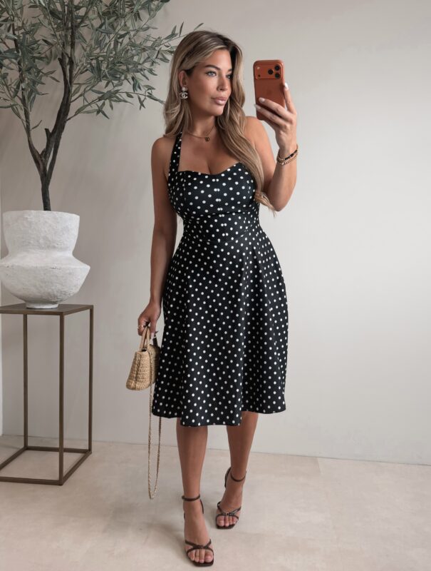 Halter Polkadot dress - Black (PRE ORDER ZONDAG)