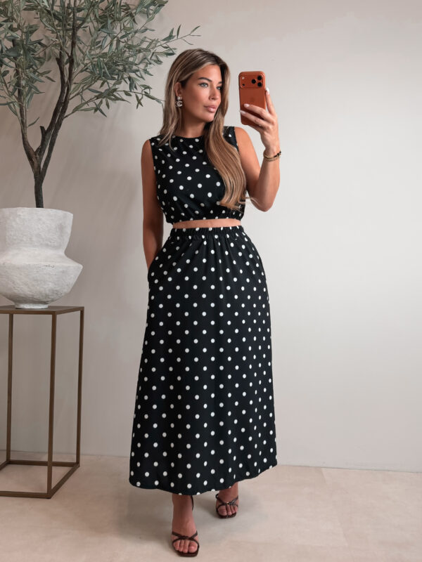 Polkadot set with skirt - Black