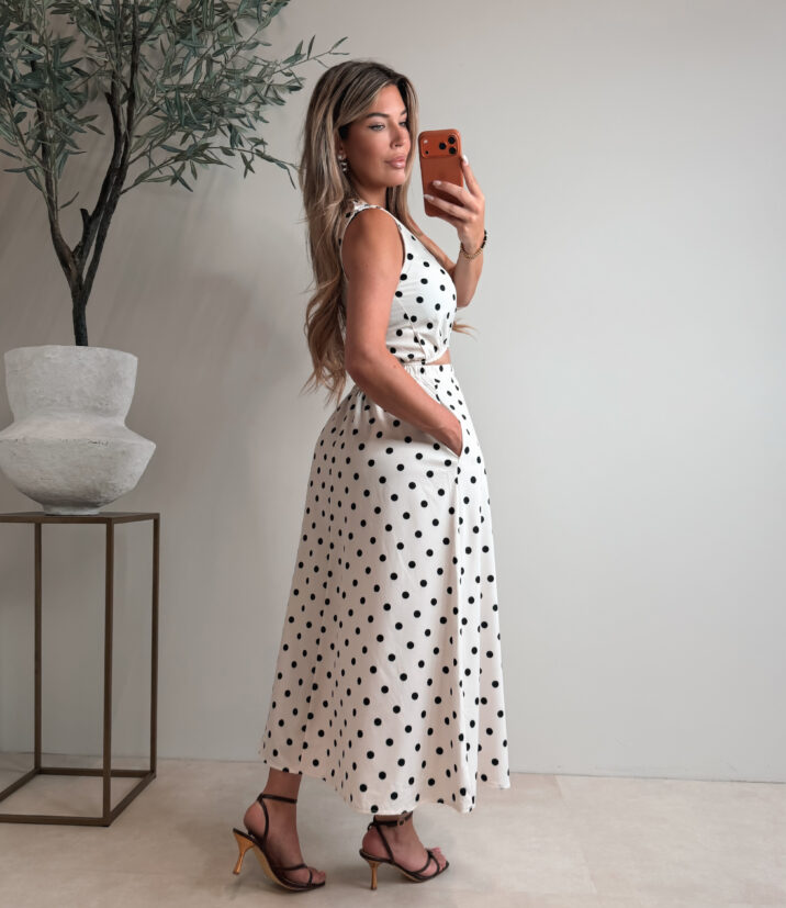 Polkadot set with skirt - Offwhite