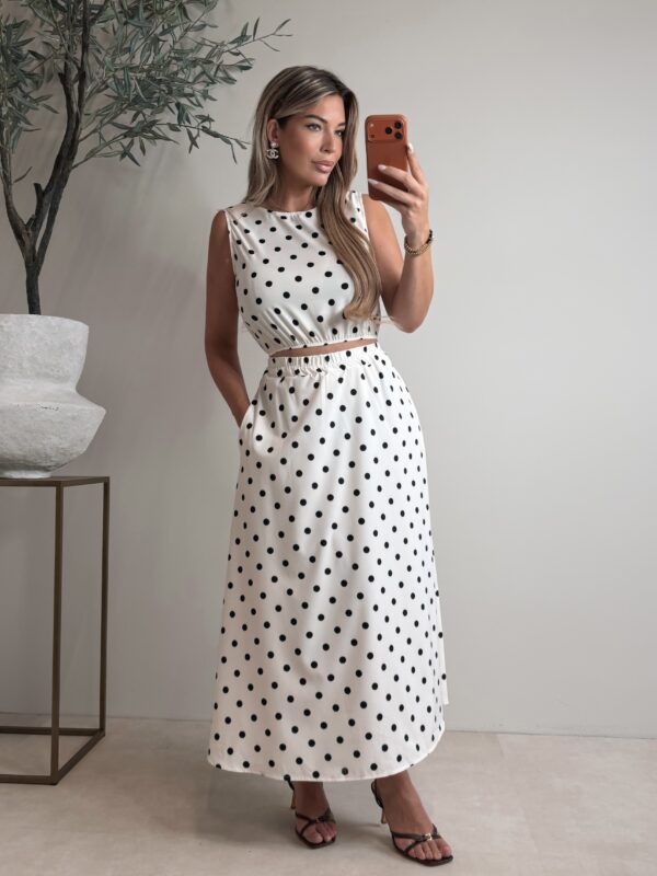 Polkadot set with skirt - Offwhite