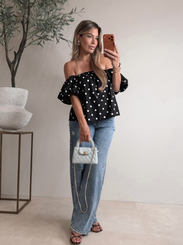 Polkadot offshoulder top - Black