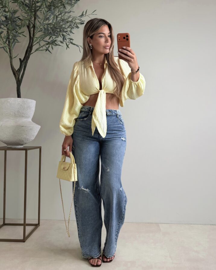 Musthave knot blouse - Yellow (Pre-order Zondag)