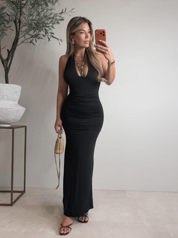 Maxi draped stone dress - Black