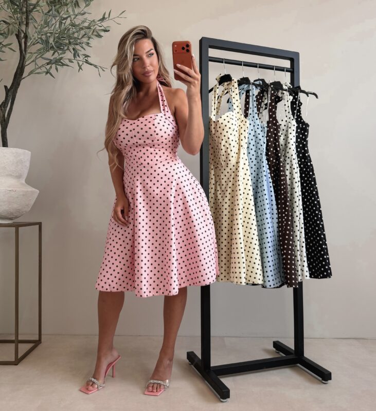 Halter Polkadot dress - Blue