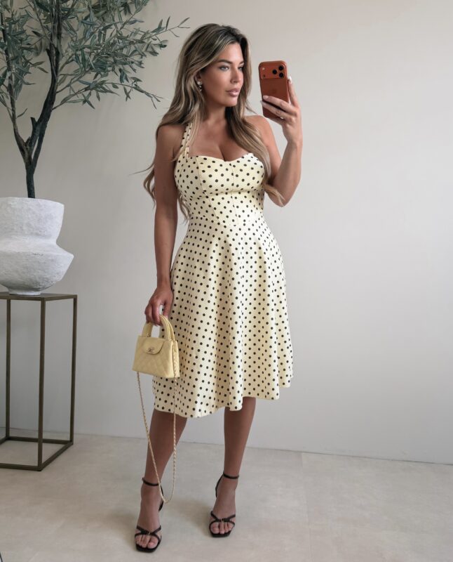 Halter Polkadot dress - Yellow