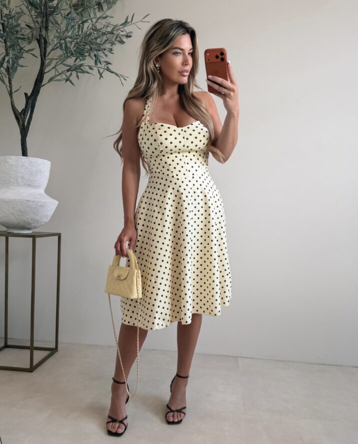 Halter Polkadot dress - Yellow