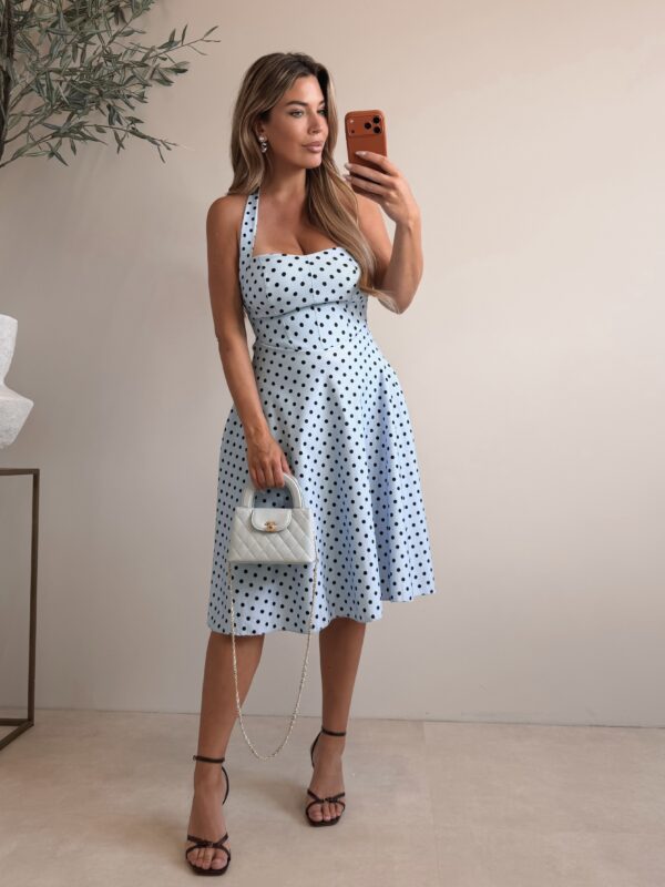 Halter Polkadot dress - Blue