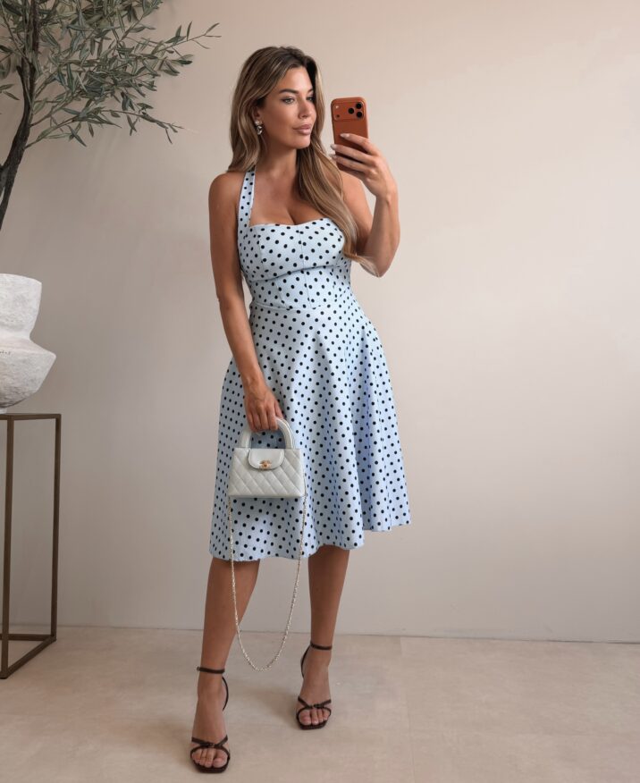 Halter Polkadot dress - Blue