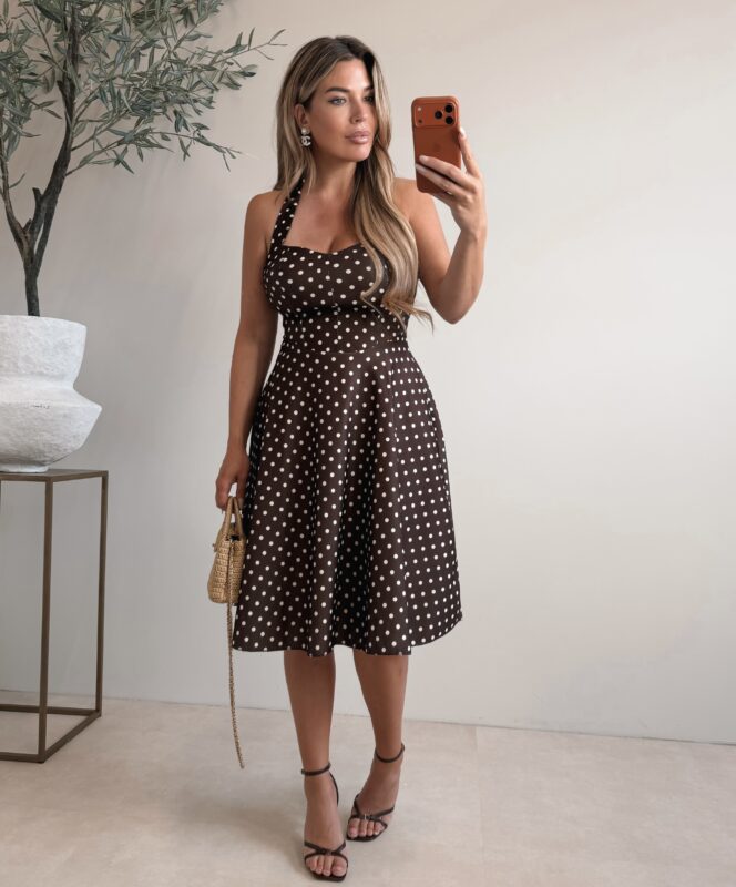 Halter Polkadot dress - Choco
