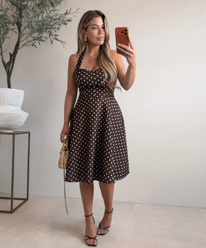 Halter Polkadot dress - Choco