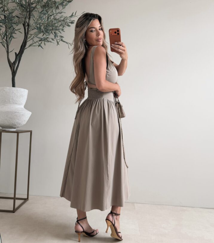 Singlet Open back dress - Taupe