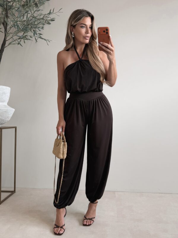Halter soft jumpsuit - Brown