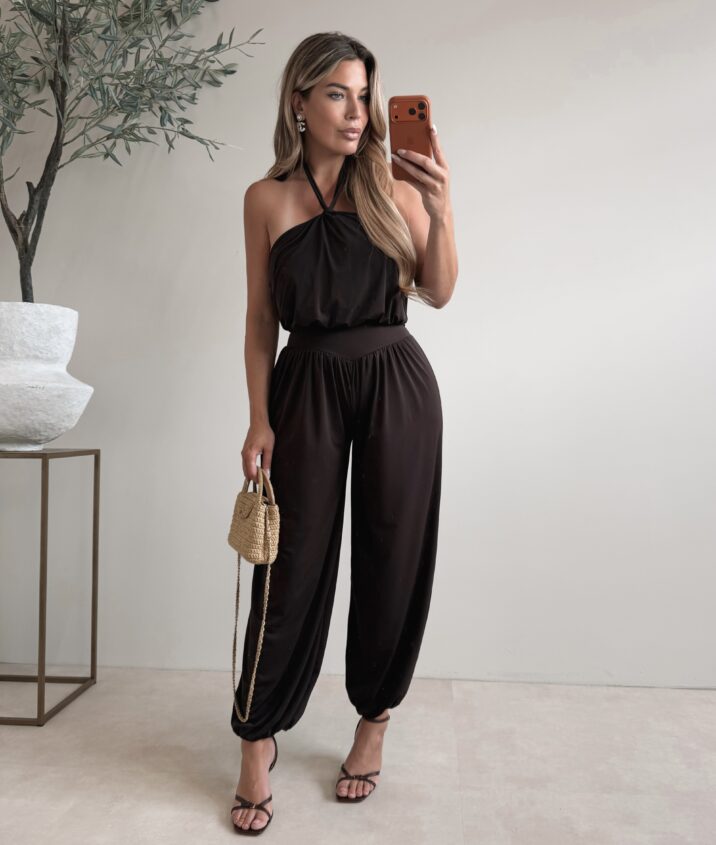 Halter soft jumpsuit - Brown