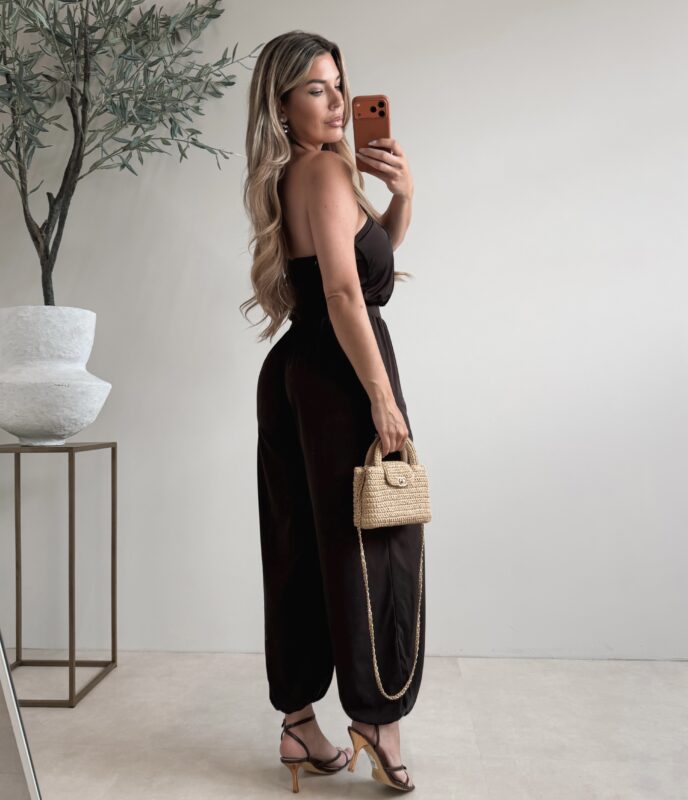 Halter soft jumpsuit - Brown