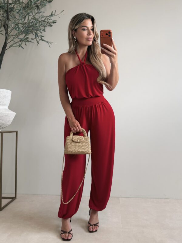Halter soft jumpsuit - Red