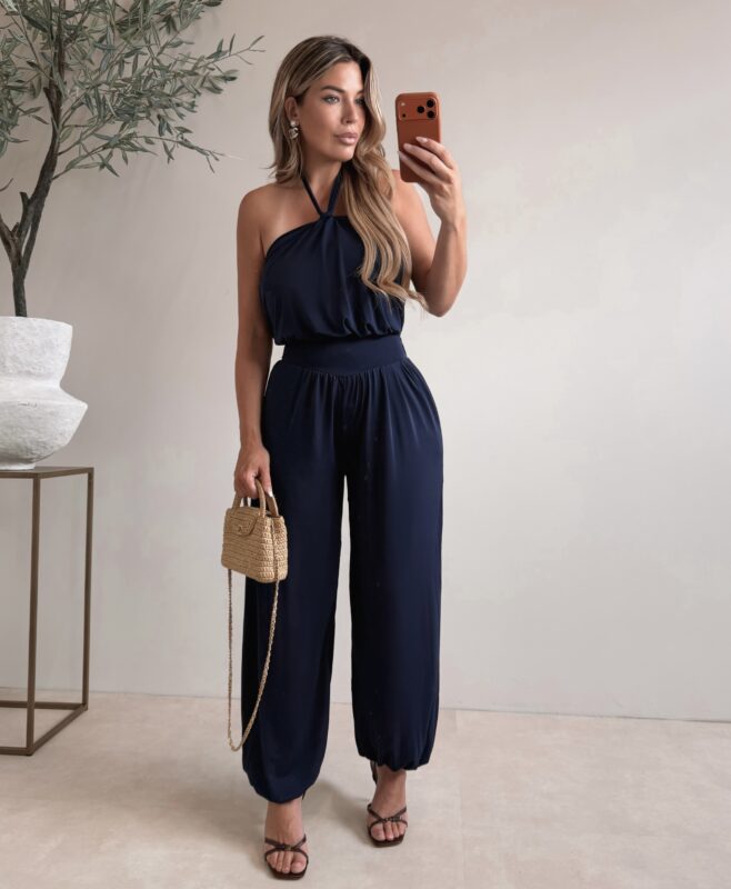 Halter soft jumpsuit - Navy